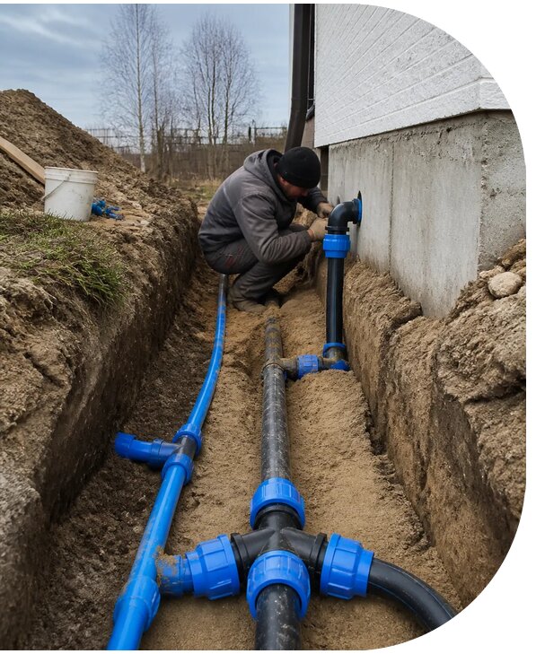 Монтаж наружного водопровода на участке под ключ в Когалыме